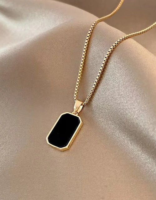 Load image into Gallery viewer, Fashion Square Necklace for Women Korean Black Geometric Pendant Necklace Collar Neck Gold Color Chain Charm Jewelry Party Gift
