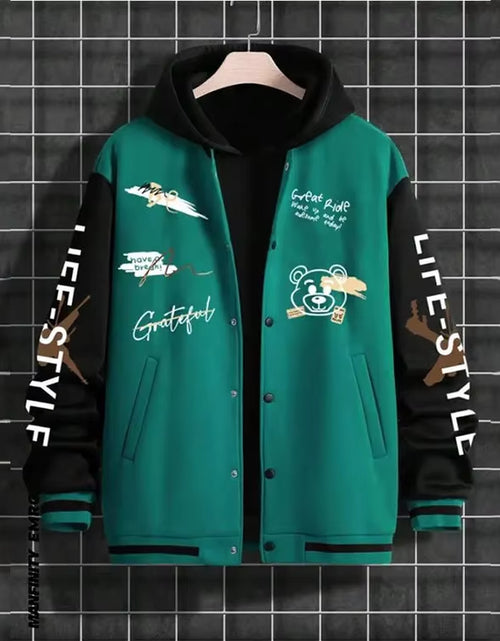 Load image into Gallery viewer, Men&#39;S Fashionable Baseball Jacket, Spring and Autumn Trendy American High Street Ruffian Handsome Loose Casual Jacket
