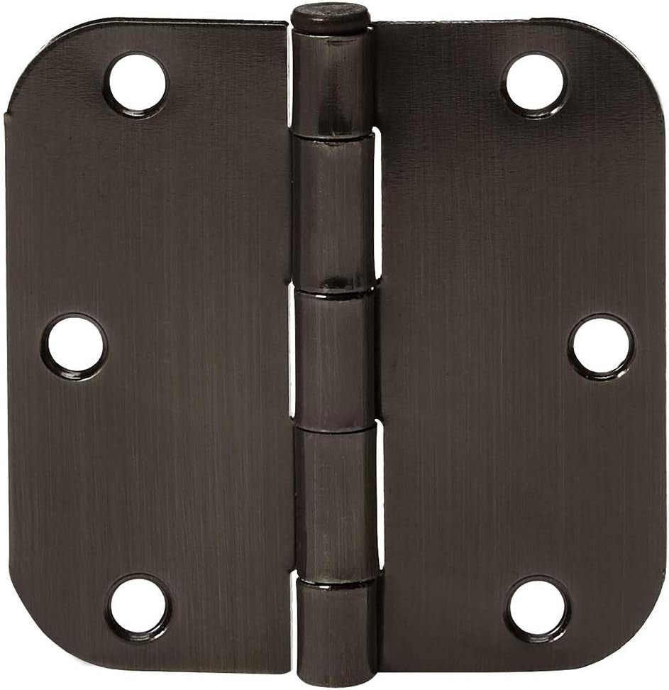 Rounded 3.5 Inch X 3.5 Inch Door Hinges, 18 Pack, Oil Rubbed Bronze