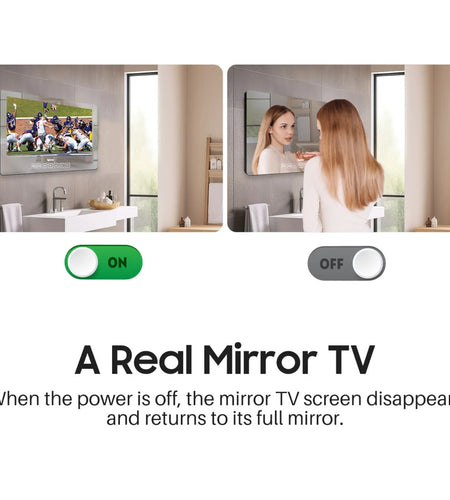 19 Inch Bathroom TV, 1080P Smart Mirror TV Google System NTSC & ATSC Tuner Support Wifi Bluetooth 500 Nits High Brightness, IP66 Waterproof TV for Bathroom Bathtub Hotel Shower Spa (Wall Mount)