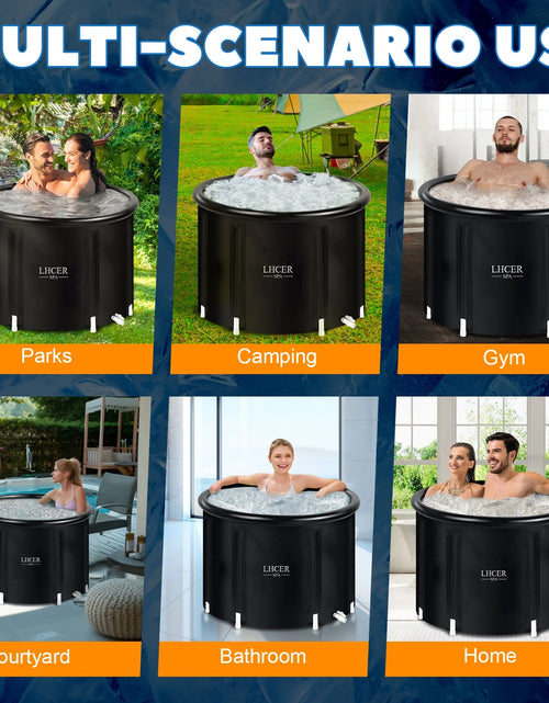 Load image into Gallery viewer, Portable Ice Bath Tub 116 Gal XL Plunge Bathtub with Cover Outdoor Ice Pod Tub for Cold Water Therapy Recovery, 75&quot;X 90&quot; Inflatable Ice Bath Barrel Plunge Pool
