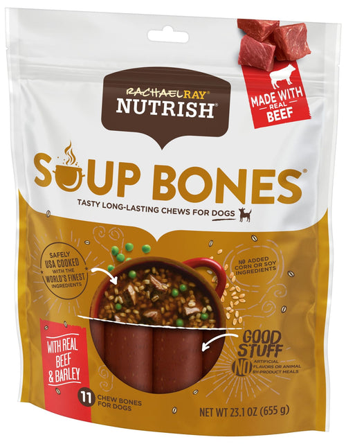 Load image into Gallery viewer, Rachael Ray  Soup Bones with Real Beef &amp; Barley, 11 Dog Chews
