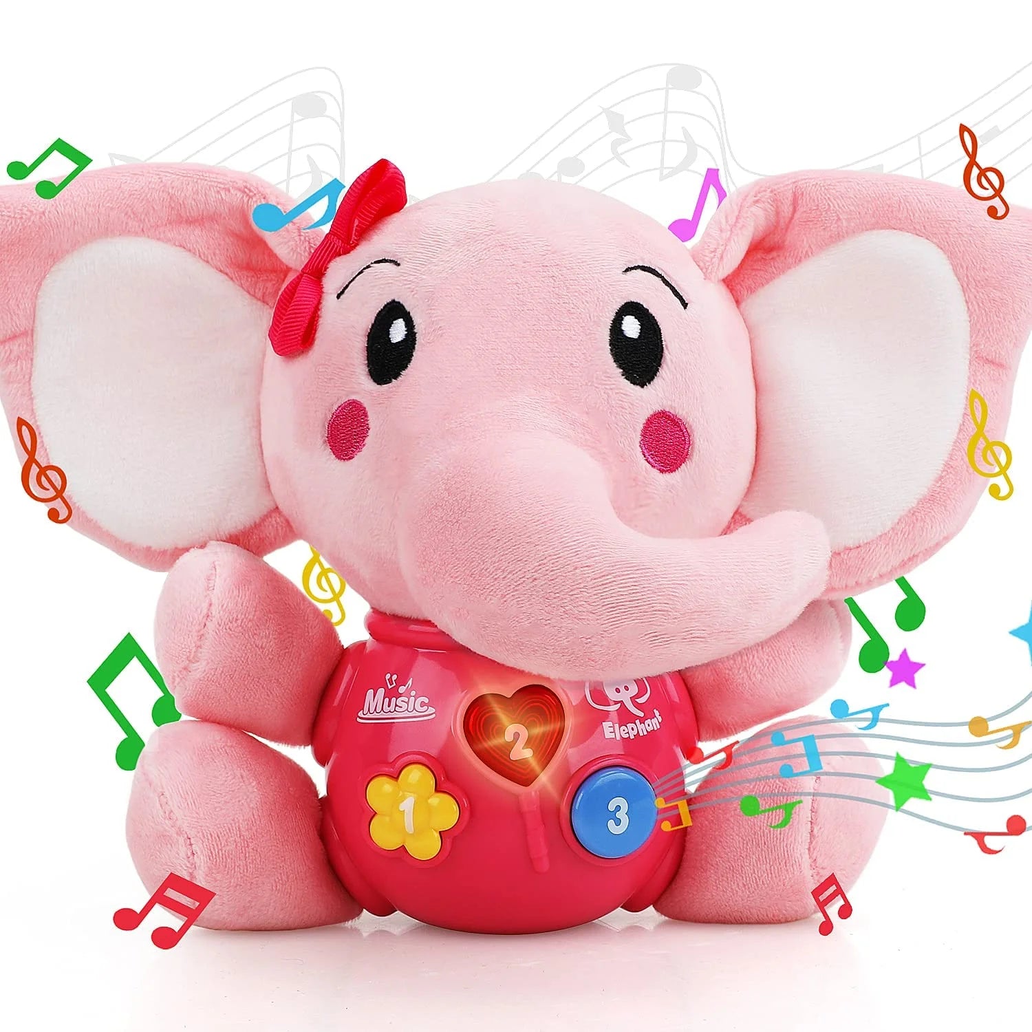 Baby Toys 0 3 6 12 Months, Plush Elephant Infant Toys with Baby Rattles, Newborn Baby Musical Toys for Baby 0 to 12 Month, Light up Baby Toys for Boys Girls Toddlers, Christmas Gifts for Baby