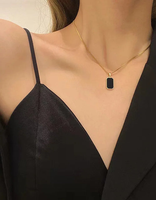 Load image into Gallery viewer, Fashion Square Necklace for Women Korean Black Geometric Pendant Necklace Collar Neck Gold Color Chain Charm Jewelry Party Gift
