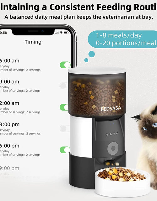 Load image into Gallery viewer, 3L Automatic Pet Feeder with Camera, Automatic Cat/Dog Dispenser with 2-Way Audio, 1080P HD with Night Vision, Wifi
