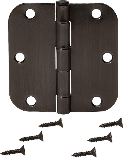 Load image into Gallery viewer, Rounded 3.5 Inch X 3.5 Inch Door Hinges, 18 Pack, Oil Rubbed Bronze
