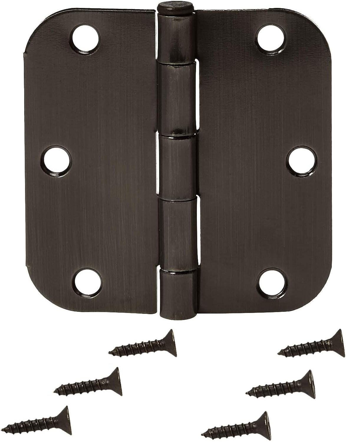 Rounded 3.5 Inch X 3.5 Inch Door Hinges, 18 Pack, Oil Rubbed Bronze