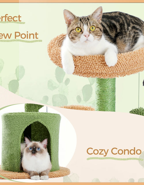 Load image into Gallery viewer, Festive Cat Scratching Post Cactus Tree Tower with Sisal Rope Cat Climbing Frame with Christmas Decoration
