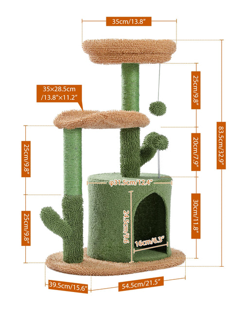 Load image into Gallery viewer, Festive Cat Scratching Post Cactus Tree Tower with Sisal Rope Cat Climbing Frame with Christmas Decoration
