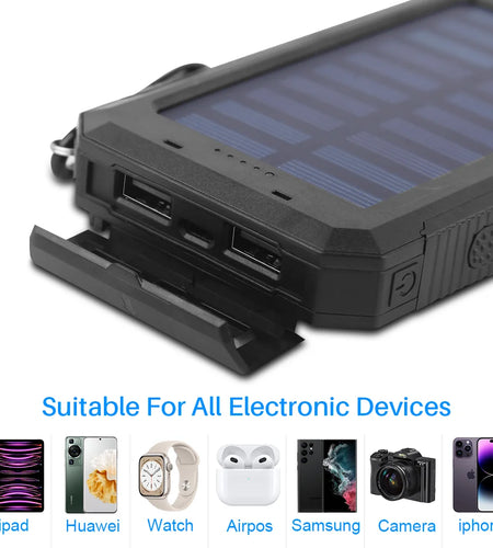 Portable Solar Charger for Iphone and Android 20000Mah Power Bank with Dual 5V USB Ports for Outdoor Camping Hiking