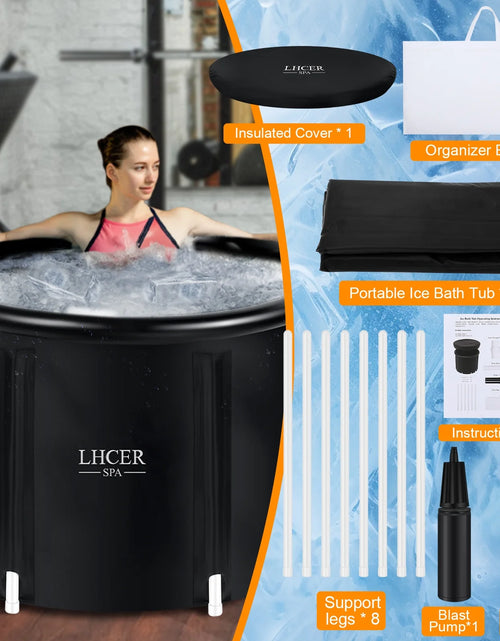 Load image into Gallery viewer, Portable Ice Bath Tub 116 Gal XL Plunge Bathtub with Cover Outdoor Ice Pod Tub for Cold Water Therapy Recovery, 75&quot;X 90&quot; Inflatable Ice Bath Barrel Plunge Pool
