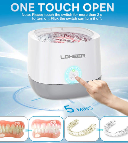 Ultrasonic Jewelry Cleaner,  45Khz Ultrasonic Retainer Cleaner for Dental, Mouth Guard, Ring
