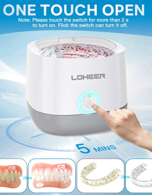 Load image into Gallery viewer, Ultrasonic Jewelry Cleaner,  45Khz Ultrasonic Retainer Cleaner for Dental, Mouth Guard, Ring
