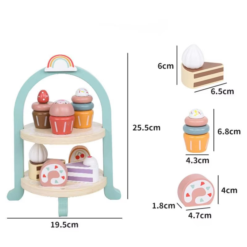 Royal Afternoon Tea Set Pretend Play Wooden Toys Kitchen Cake Role Play Parent-Child Learning Educational Toys for Children Gift