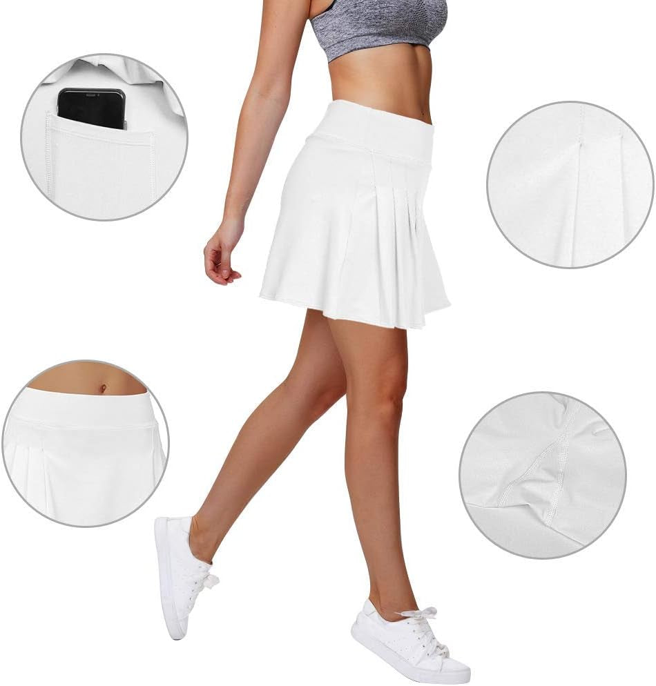 Women'S Golf Skirt Tennis Skort Pleated with Side Inner Pockets Indoor Exercise,Runs Large