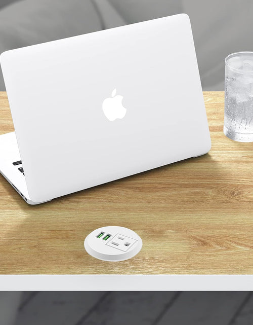 Load image into Gallery viewer, Desktop Power Grommet,Desk Grommet Outlet 2 Inch Hole,Power Grommet with USB, Easy Access to 1 Power Source along with 2 USB Power Port Connections(White)
