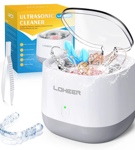 Ultrasonic Jewelry Cleaner,  45Khz Ultrasonic Retainer Cleaner for Dental, Mouth Guard, Ring