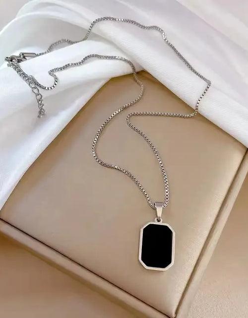 Load image into Gallery viewer, Fashion Square Necklace for Women Korean Black Geometric Pendant Necklace Collar Neck Gold Color Chain Charm Jewelry Party Gift
