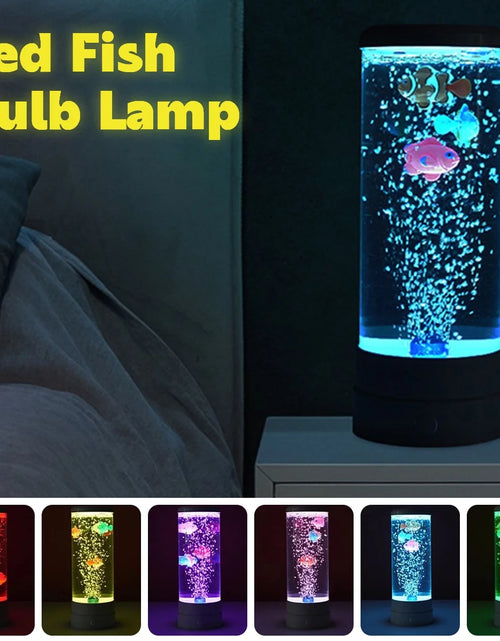 Load image into Gallery viewer, LED Fish Lamp round with Vibrant 6 Color Changing Light Effects. the Large Sensory Synthetic Jelly Fish Tank Aquarium Mood Lamp.Ideal Gift
