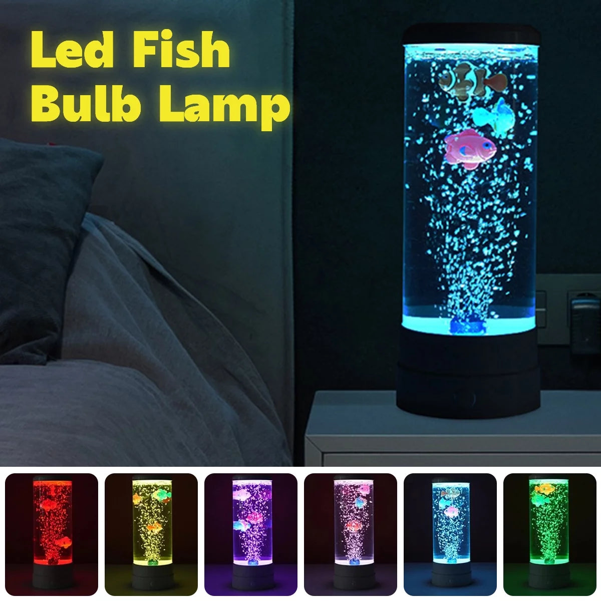 LED Fish Lamp round with Vibrant 6 Color Changing Light Effects. the Large Sensory Synthetic Jelly Fish Tank Aquarium Mood Lamp.Ideal Gift