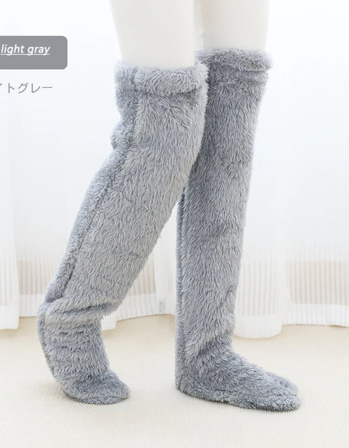 Load image into Gallery viewer, Fluffy Thigh High Socks Teddy Legs Snuggle Long Paws Fuzzy Leggings over Knee Slippers Hairy Stockings Floor Socks
