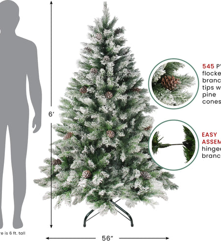 6' Medium Flocked Angel Pine Artificial Christmas Tree - Unlit