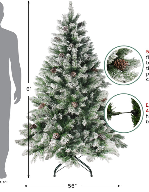 Load image into Gallery viewer, 6&#39; Medium Flocked Angel Pine Artificial Christmas Tree - Unlit
