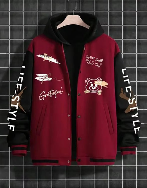 Load image into Gallery viewer, Men&#39;S Fashionable Baseball Jacket, Spring and Autumn Trendy American High Street Ruffian Handsome Loose Casual Jacket
