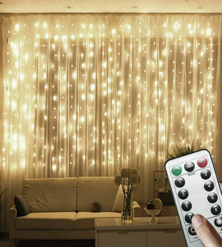 2Pack Led Window Curtain Lights,9.8X9.8Ft 300LED Twinkle Lights with Remote Control,Usb Powered 8 Modes Fairy String Lights for Bedroom,Indoor,Outdoor,Wedding,Party,Wall Decor