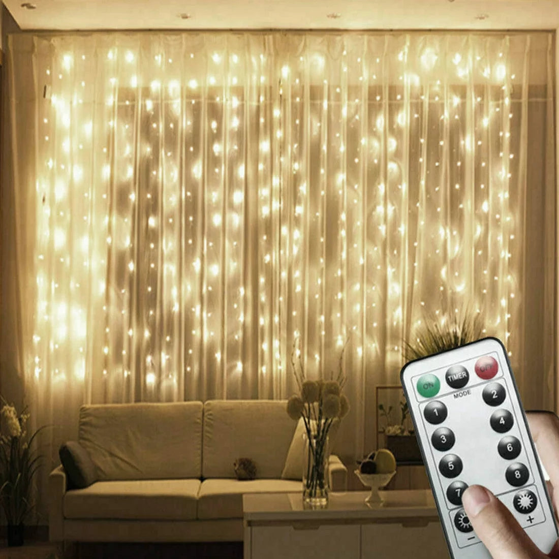 2Pack Led Window Curtain Lights,9.8X9.8Ft 300LED Twinkle Lights with Remote Control,Usb Powered 8 Modes Fairy String Lights for Bedroom,Indoor,Outdoor,Wedding,Party,Wall Decor