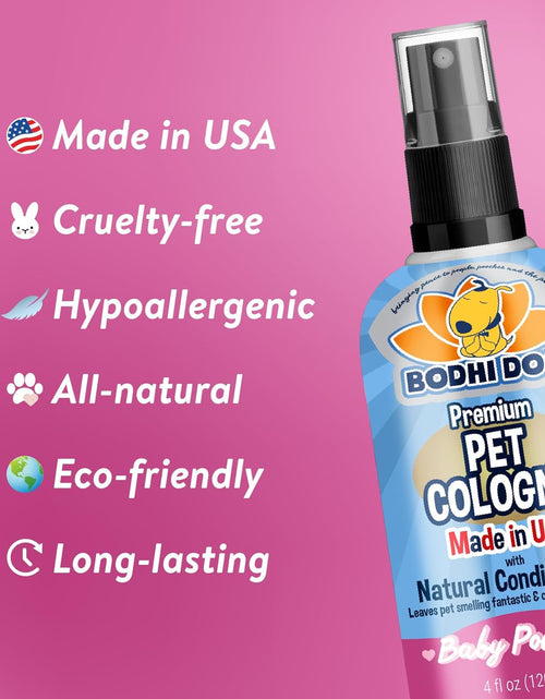 Load image into Gallery viewer, Natural Dog Cologne | Premium Scented Deodorizing Body Spray for Dogs &amp; Cats | Neutralizes Strong Odors with Natural Dog Conditioner | Made in USA (Baby Powder, 4 Fl Oz)
