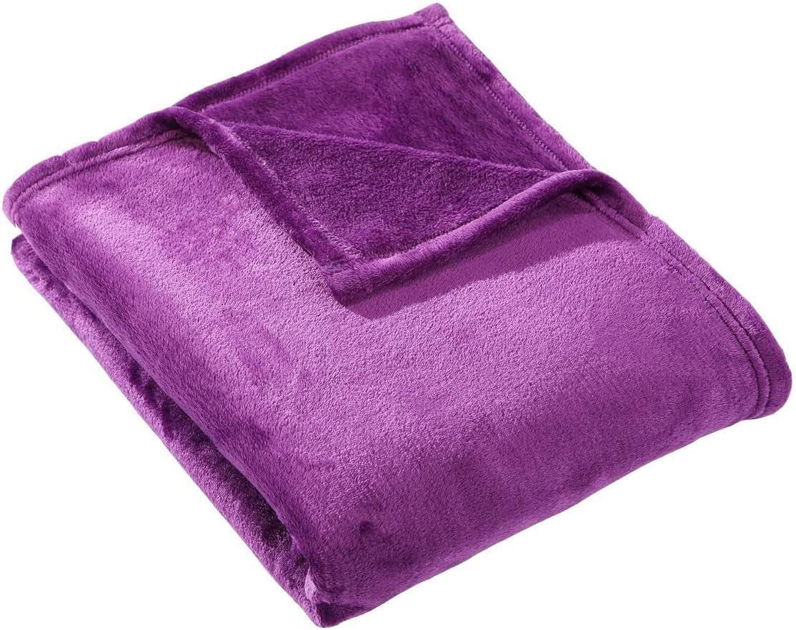 Flannel Fleece Throw Blanket Purple - Super Soft Plush Microfiber Solid Blanket for Couch, Bed, Chair, Sofa - Fuzzy Cozy Lightweight - 50X60 Inch