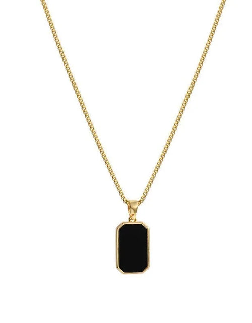 Load image into Gallery viewer, Fashion Square Necklace for Women Korean Black Geometric Pendant Necklace Collar Neck Gold Color Chain Charm Jewelry Party Gift
