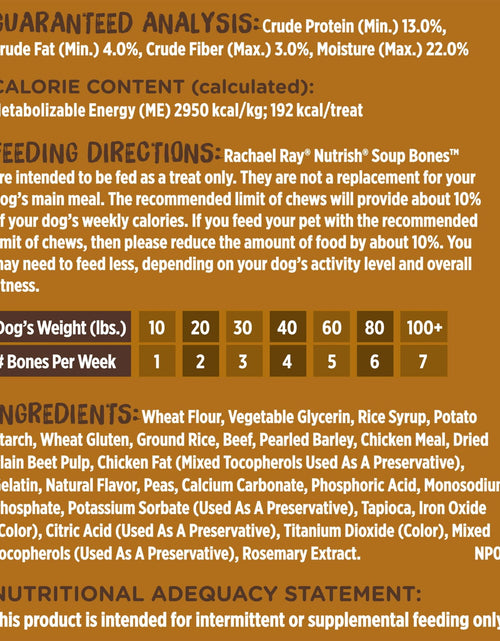 Load image into Gallery viewer, Rachael Ray  Soup Bones with Real Beef &amp; Barley, 11 Dog Chews
