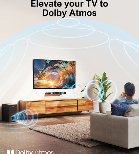 Sound Bar for Smart TV with Dolby Atmos, 190W Peak Power Soundbar with Subwoofer, TV Sound Bar with Bass Boost, Home Theater Audio Sound Bars for TV Speakers